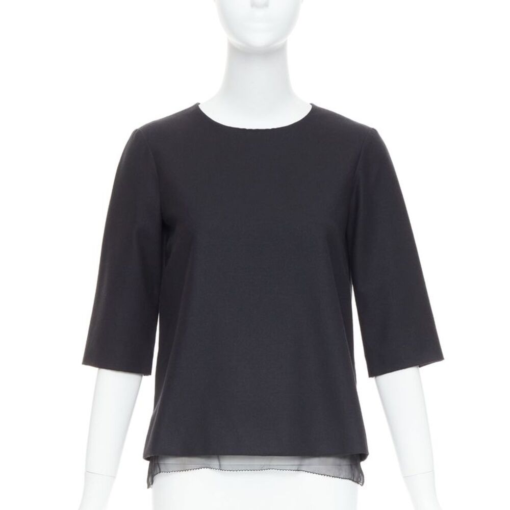 The Row Wool Silk Sheer Layer Boxy Top
